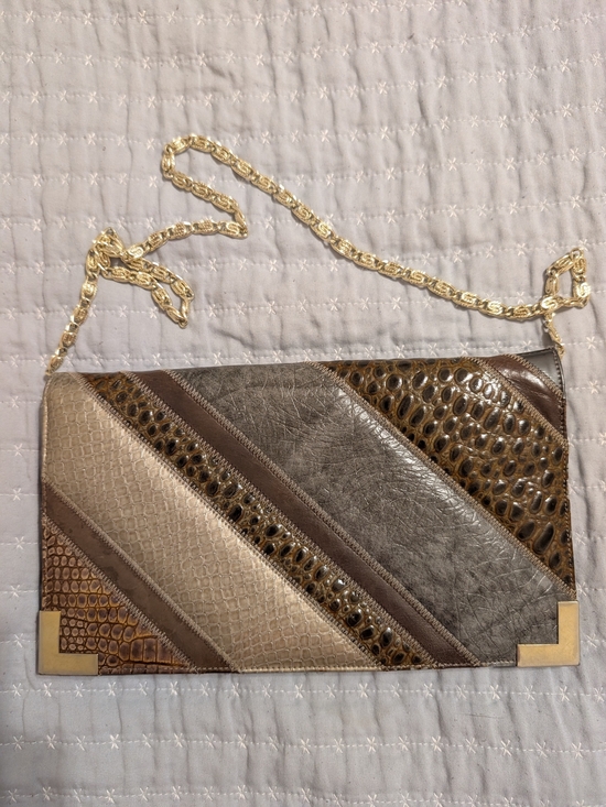 Bags by Varon Handbags - Vintage Bags by Varon Mixed Patchwork Exotic Skin Convertible Clutch Bag